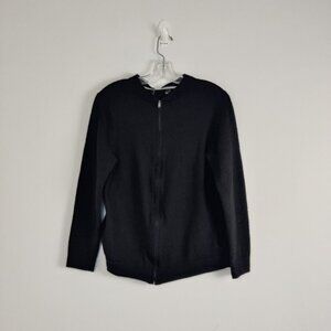 Cynthia Rowley Women's Black Merino Wool Zip-Up Sweater Approximate Size Medium